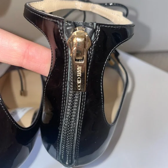 Jimmy Choo Vita 100 black leather pump pointy toe lace up size 36 1/2 - Picture 5 of 6